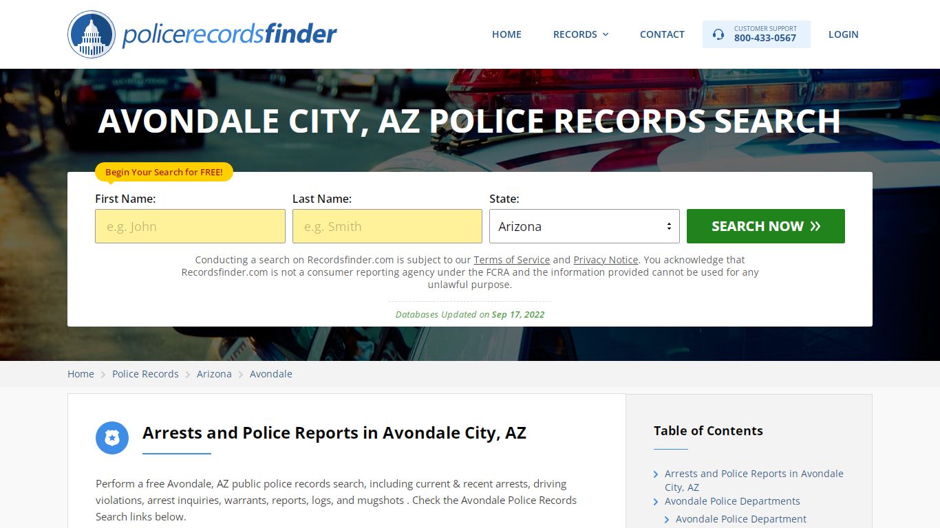 Avondale, Maricopa County, AZ Police Reports & Police Department Records