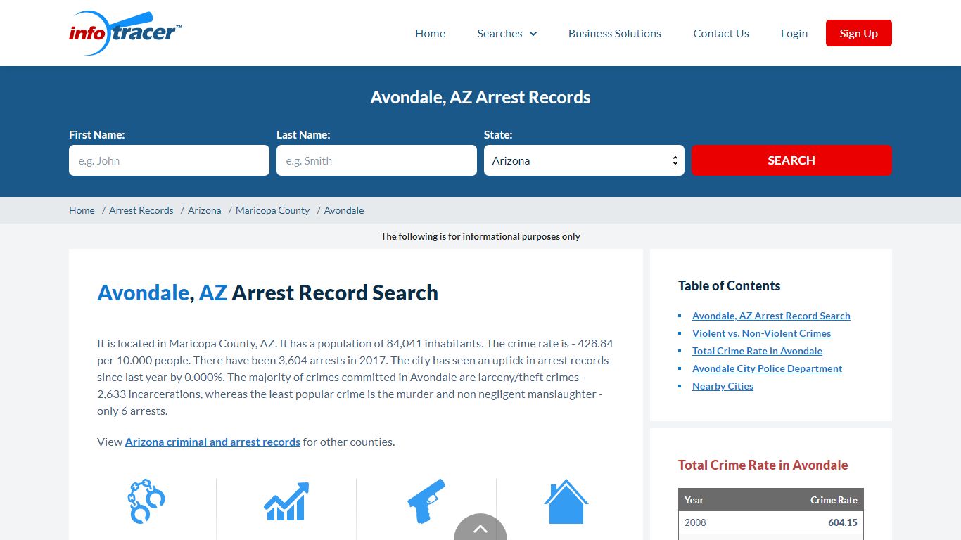 Search Avondale, AZ Arrest Records Online - InfoTracer